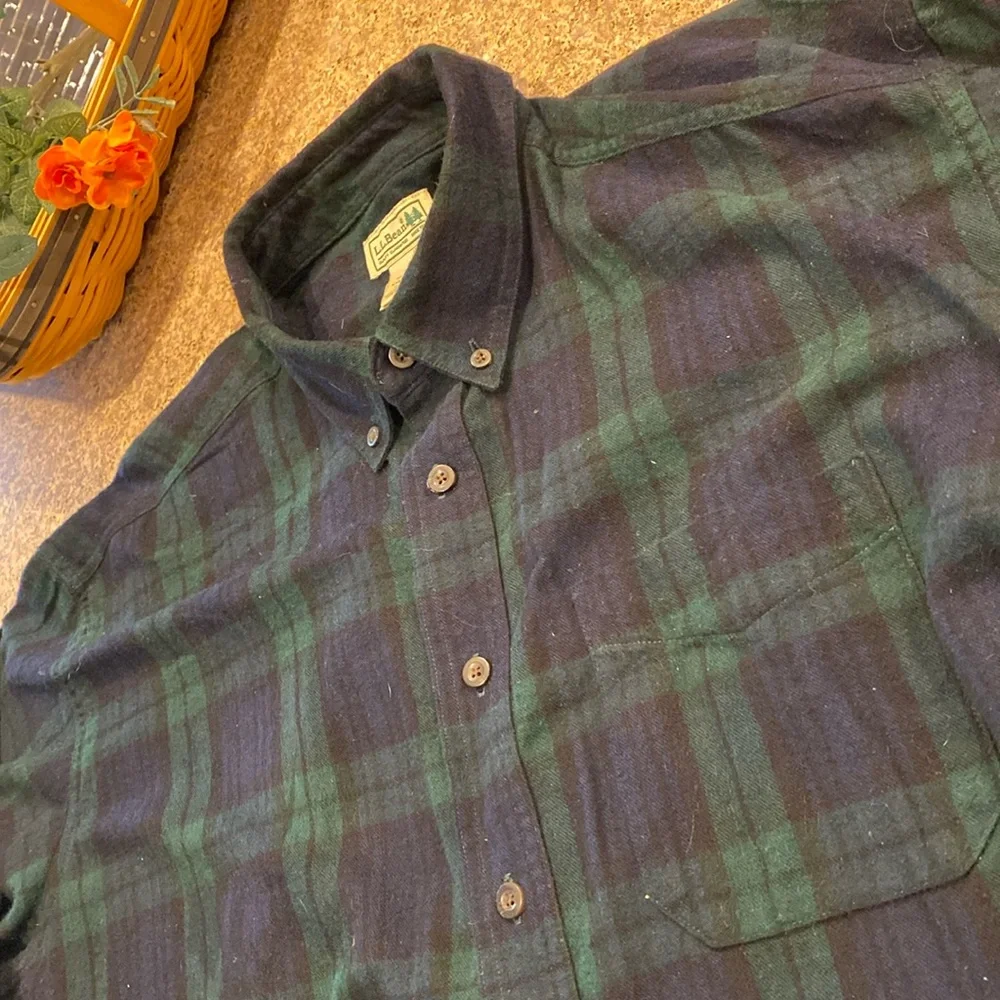 L.L. Bean Long Sleeve Plaid Flannel Cotton Shirt With FLAWS XXL Tall
